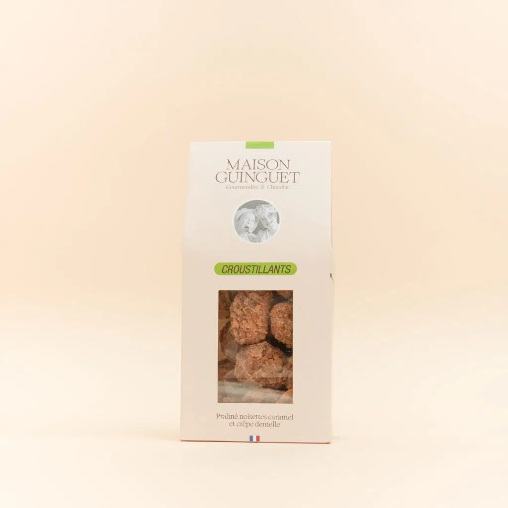 croustillants-chocolats Sachet de croustillants en chocolats fabriqués par la Maison Guinguet